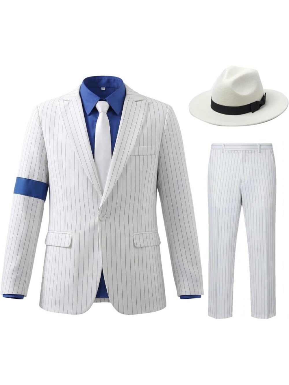 Men's 70s Striped Blue Armband Suit | Retro Halloween Party Cosplay Costume